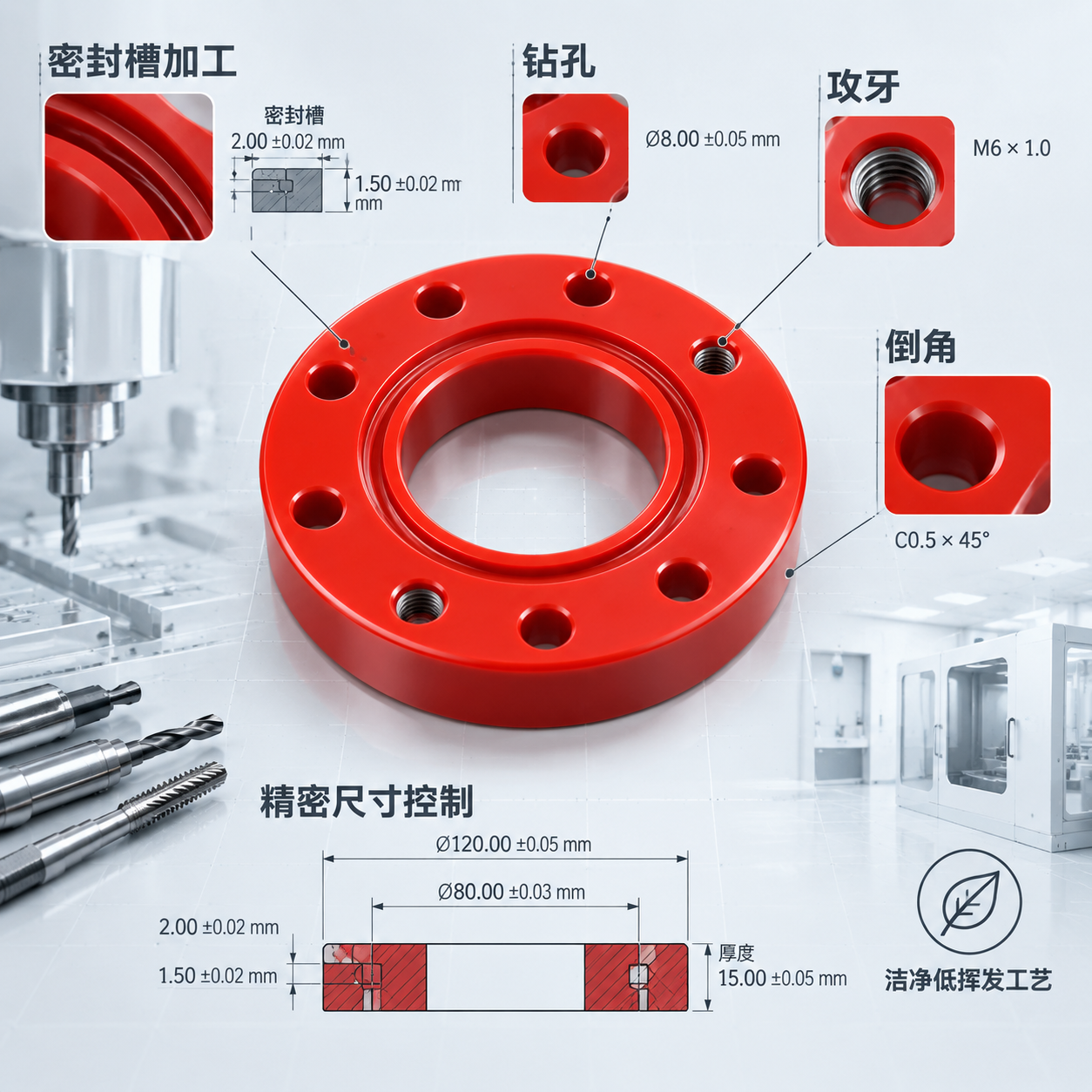 [主图-4] 加工能力图，展示雕刻机&CNC对密封槽加工、钻孔… - 图片创意预览