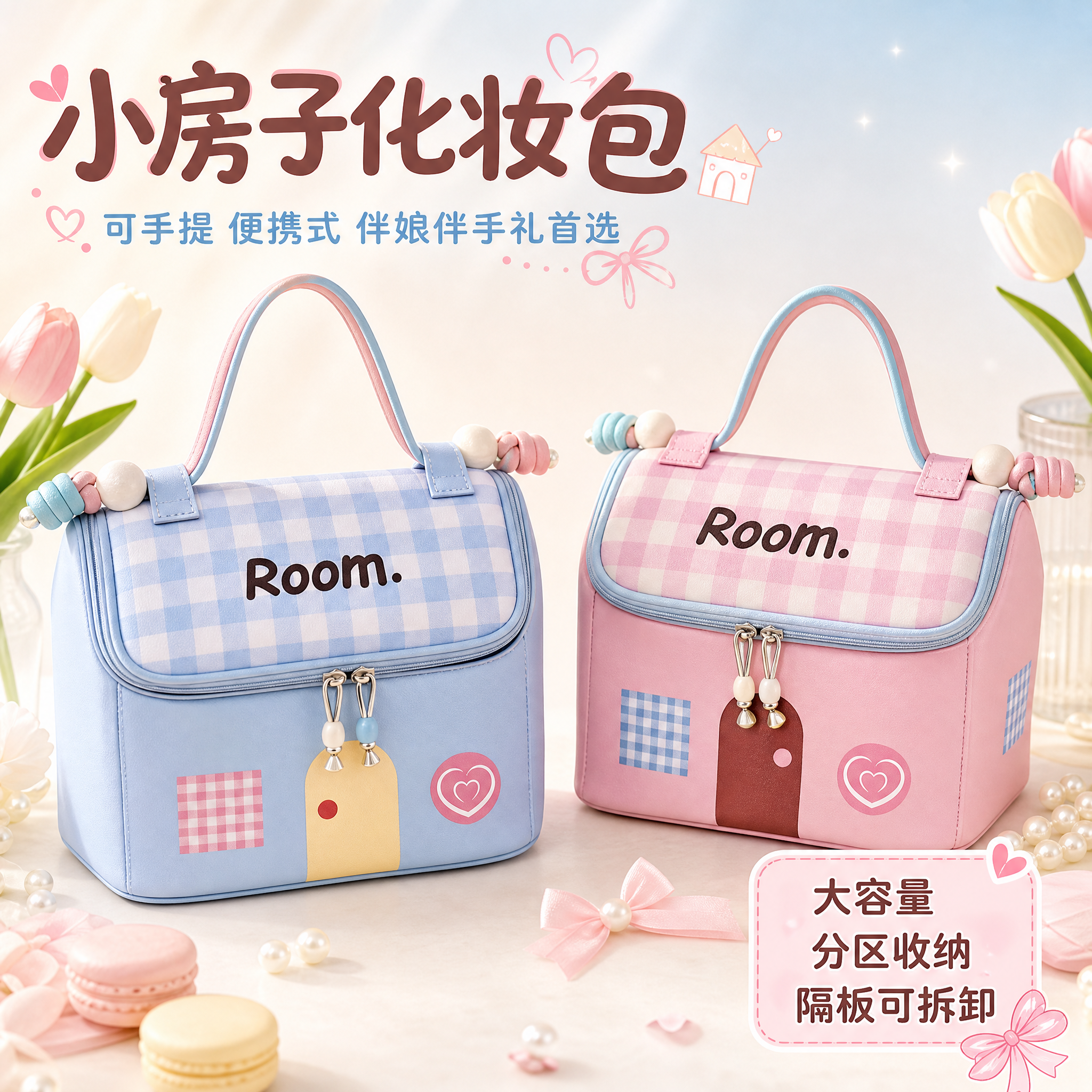 [主图-1] 主题：小房子化妆包 甜美可爱首图，吸睛展示产品整… - 图片创意预览