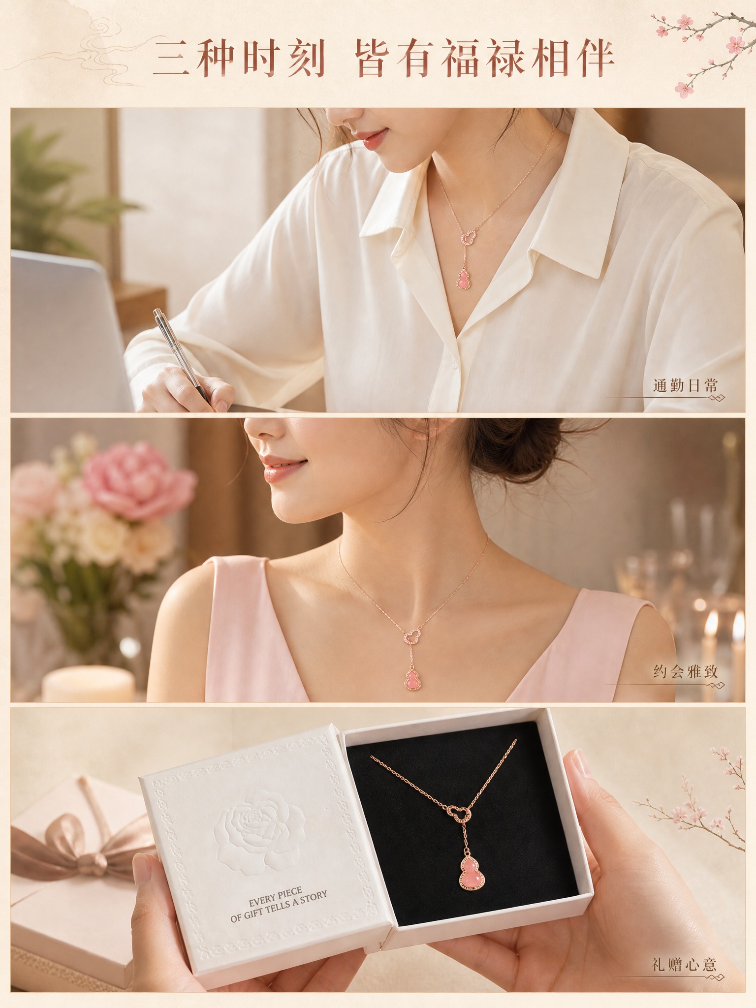 [商品] 使用【图1】粉贝葫芦项链；保留玫瑰金细链、粉贝葫芦吊… - 图片创意预览