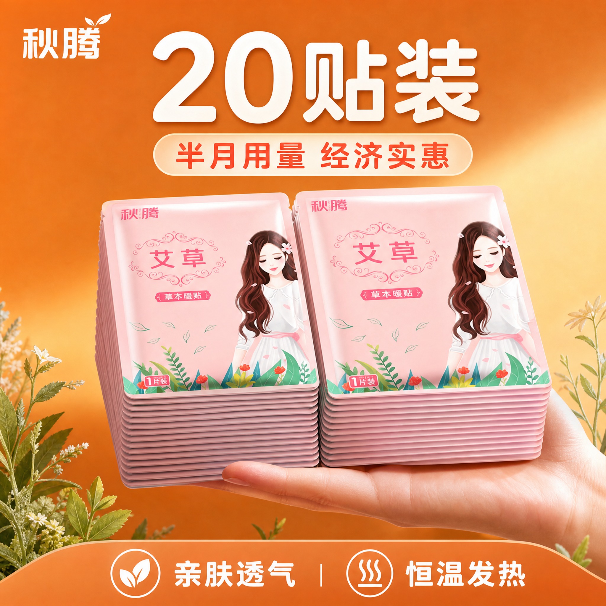 [主图-规格20贴] 20片装暖贴展示，适合半月用量的实惠装。… - 图片创意预览