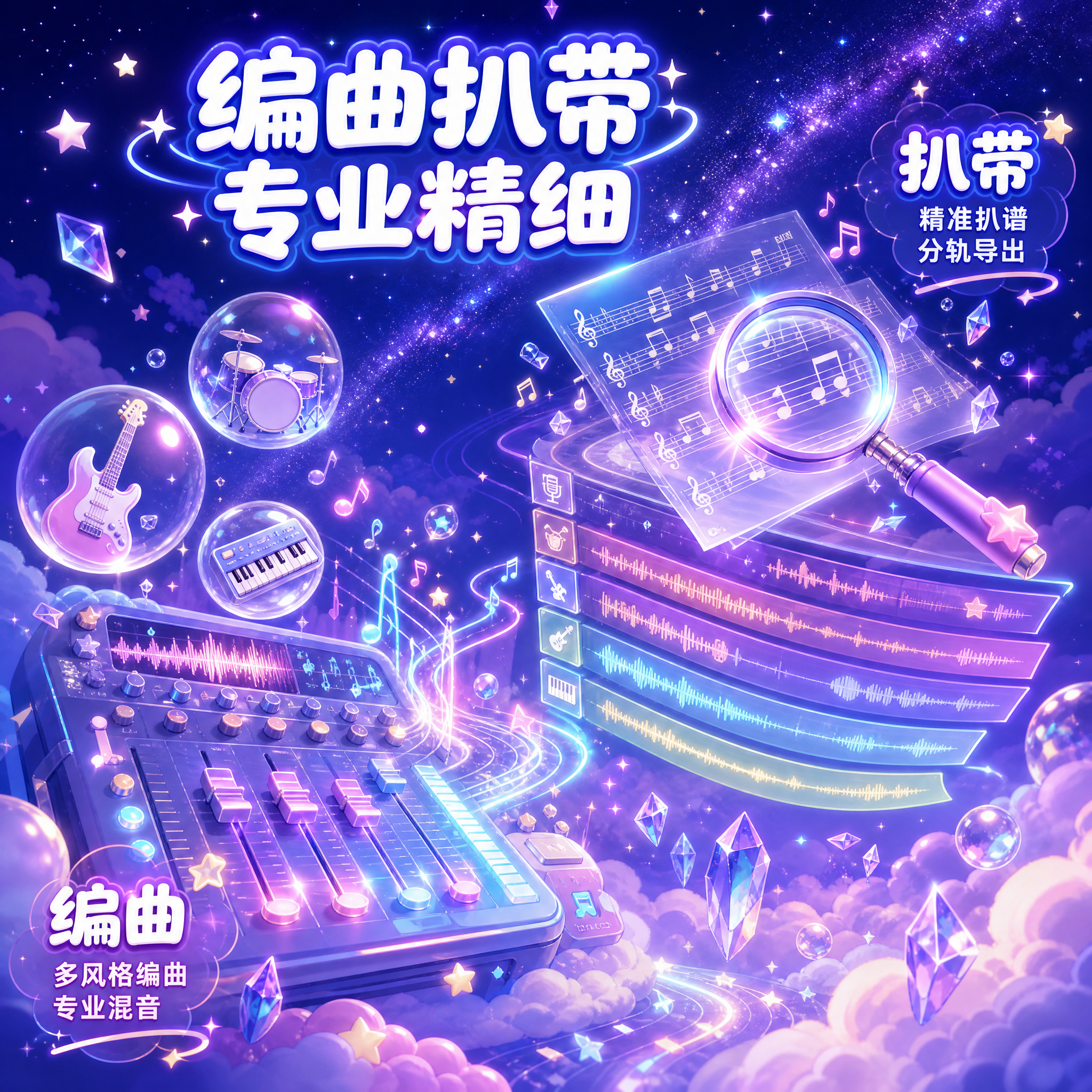 [主图-3] 音乐定制服务之编曲扒带专项展示，梦幻可爱风格。… - 图片创意预览