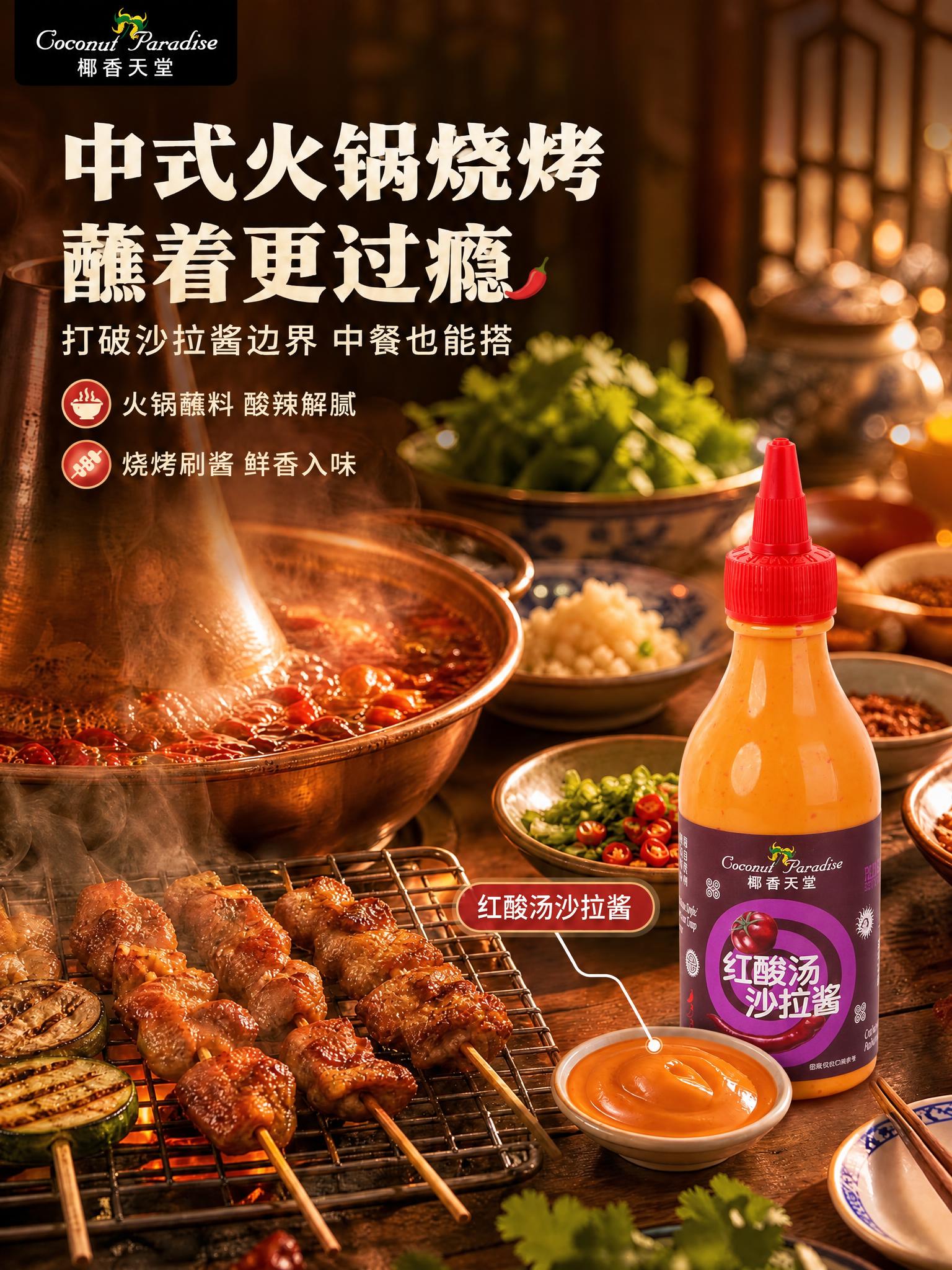 图生图替换产品主体：把画面右侧的酱料瓶替换为第二张参考图中的产… - 图片创意预览