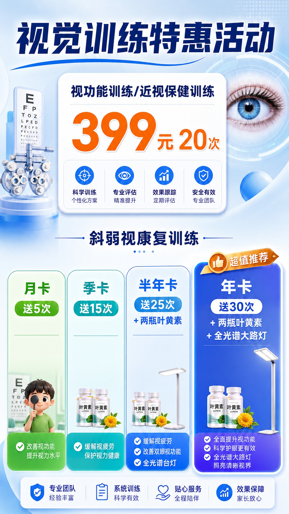 重新生成这张视觉训练特惠活动海报，去掉月卡、季卡、半年卡、年卡… - 图片创意预览