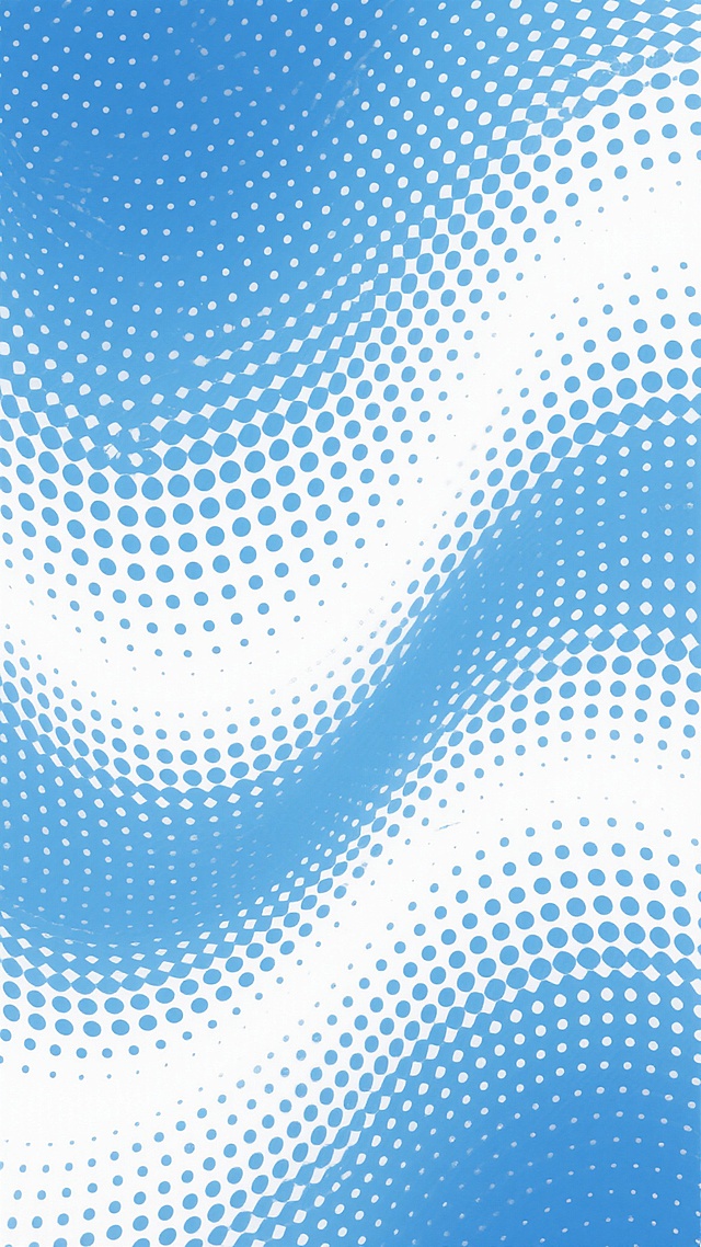 抽象背景，由蓝白渐变色调构成，采用点彩艺术手法，通过密集排列的细小圆点形成流动的波浪状图案，圆点大小和密度随波浪起伏变化，创造出柔和的视觉韵律和层次感，整体风格清新现代，具有动态的视觉张力。