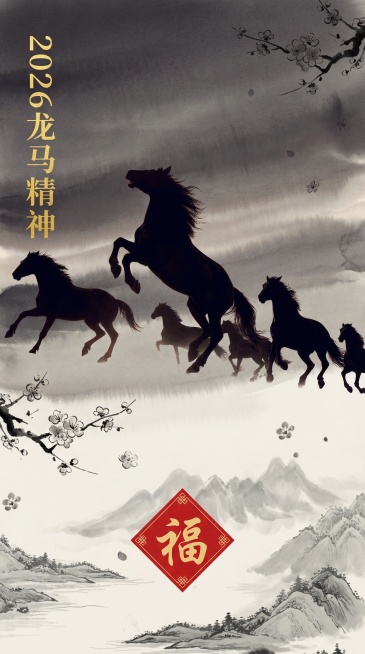 以这个图的风格和样子，生成马年春节平面海报，生成5张不同风格的预览效果