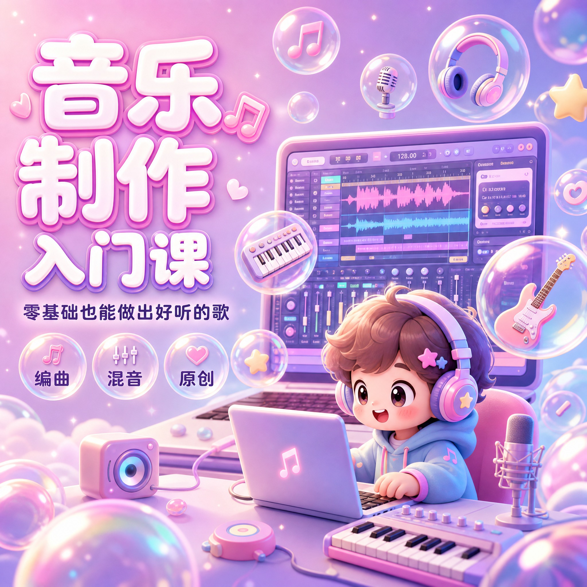 [主图-1] 主题与核心价值 吸睛首图。音乐制作课程主图，展示… - 图片创意预览