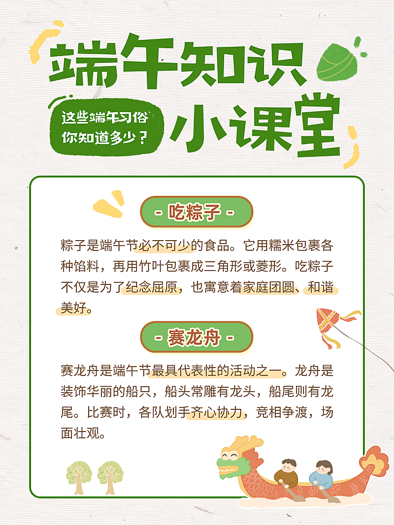 端午节节日科普知识分享通用趣味卡通风小红书配图