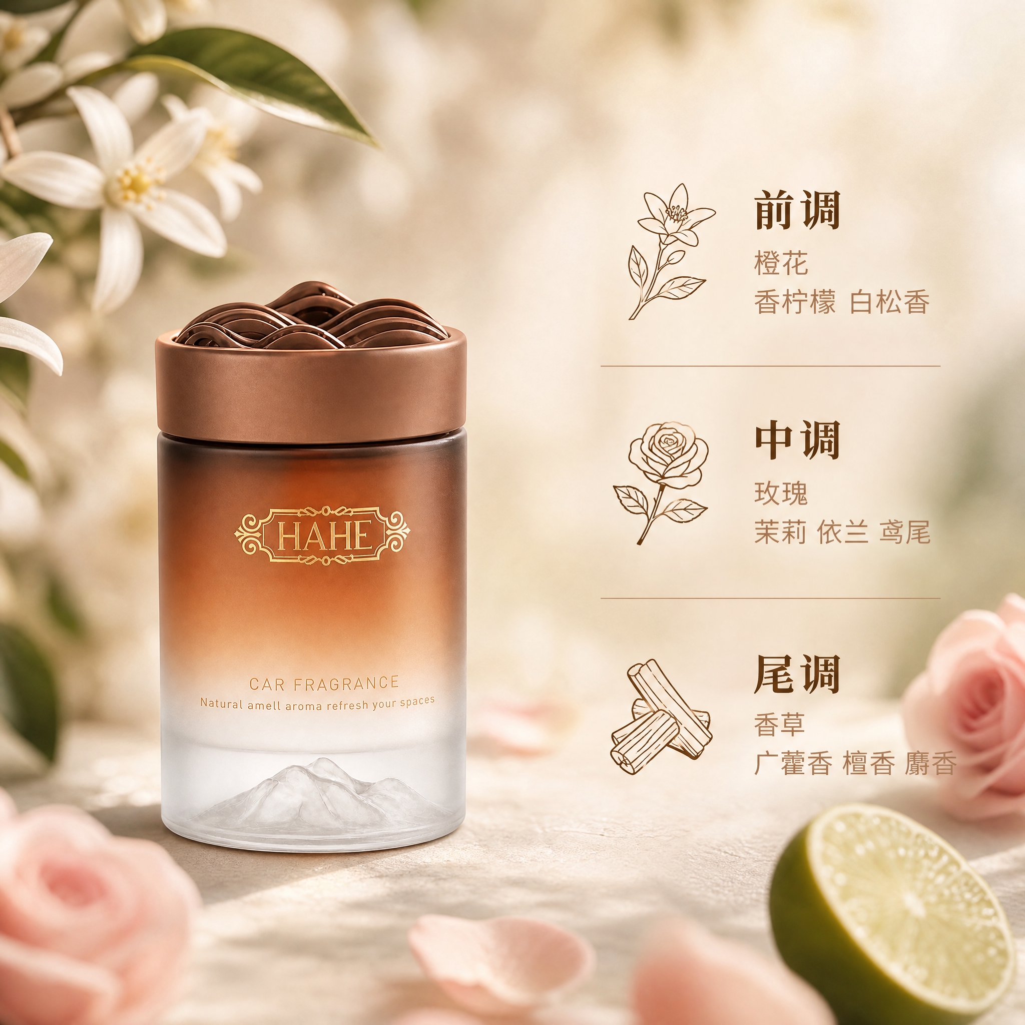 [主图-6] 暖境繁香 香调层次卖点主图，展示前中后调花香结构… - 图片创意预览