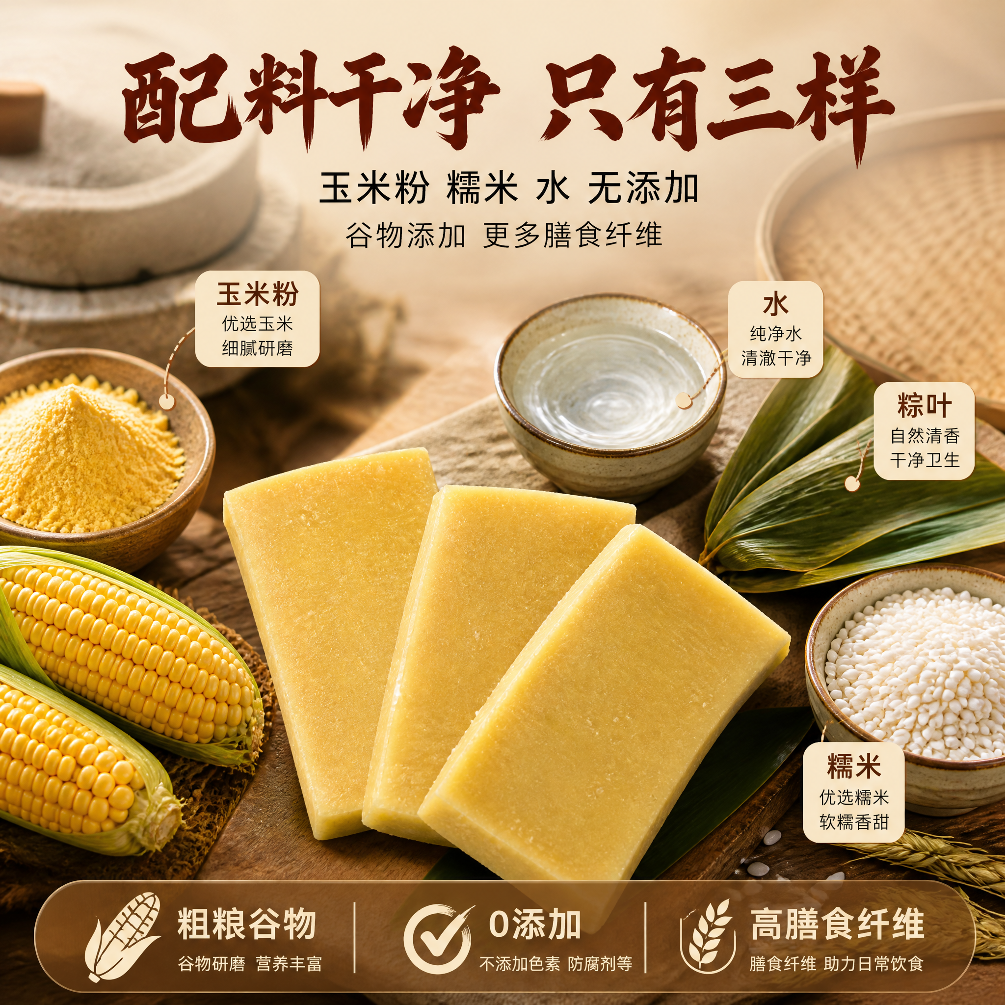 [主图-2] 稻花门玉米糍粑 配料干净与膳食纤维卖点图 成分溯… - 图片创意预览
