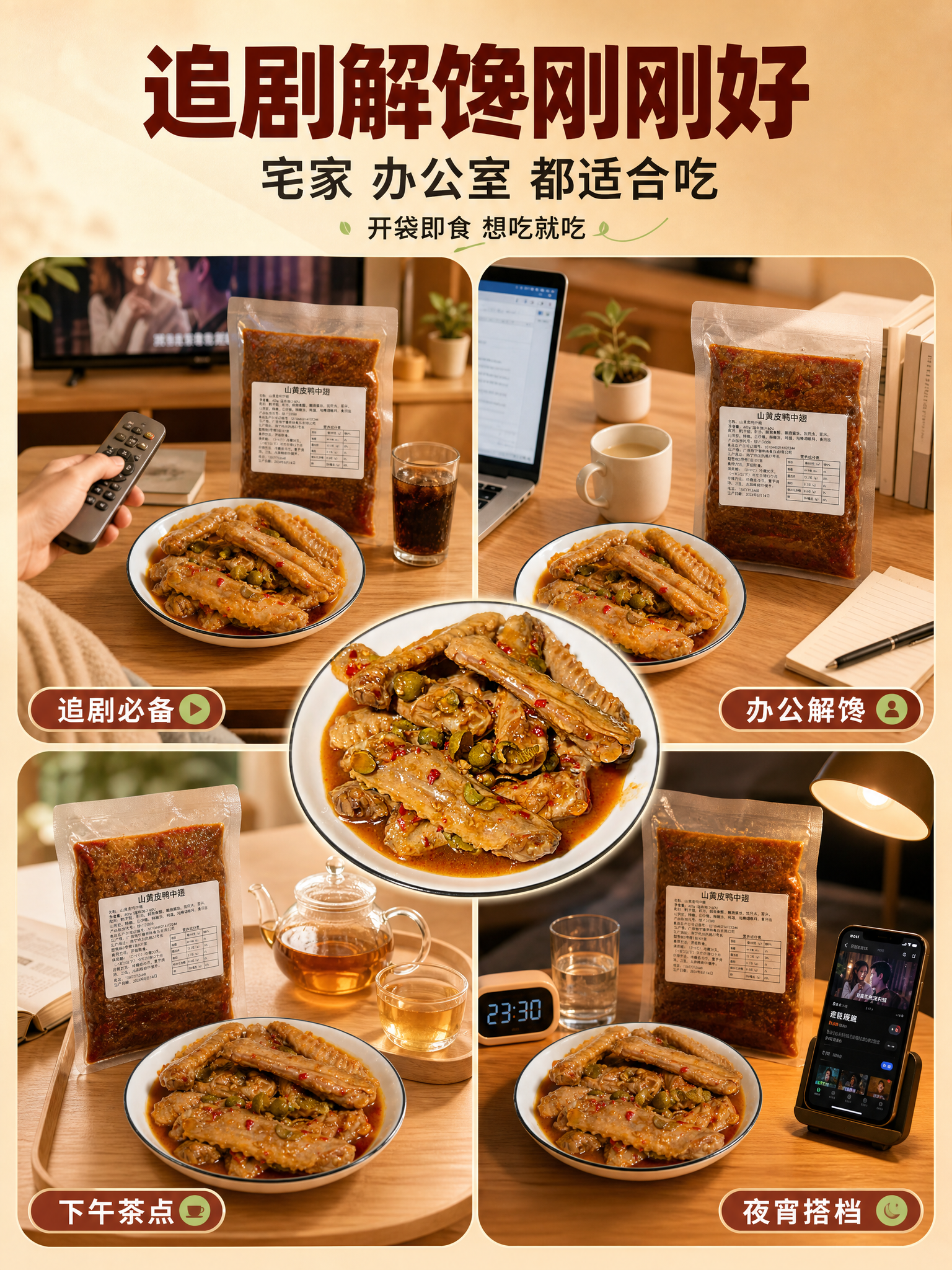 [商品] 使用【图3】山黄皮鸭中翅成品图和【图2】包装袋图；保… - 图片创意预览