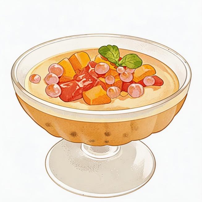去掉图片的水印，保留杨枝甘露甜品卡通插画的所有细节，风格不变，背景为纯白色预览效果
