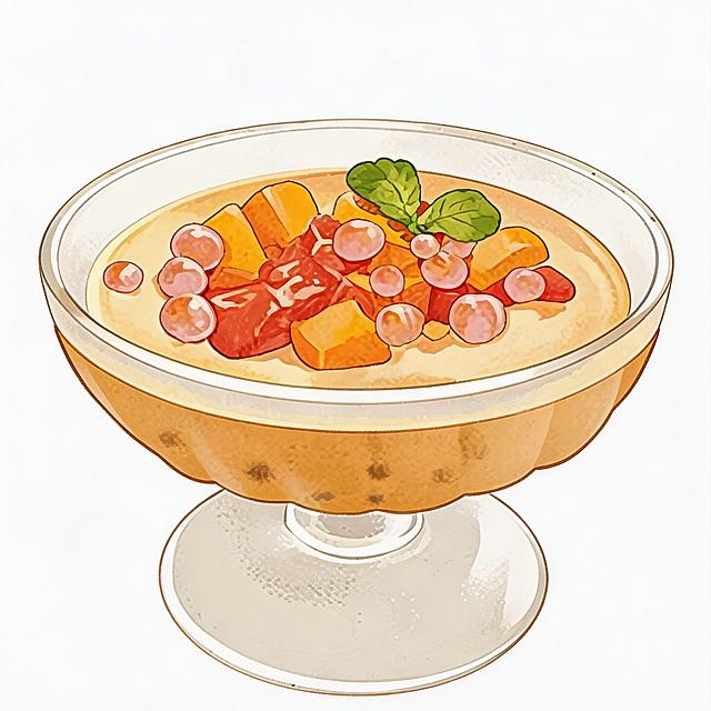 去掉图片的水印，保留杨枝甘露甜品卡通插画的所有细节，风格不变，背景为纯白色