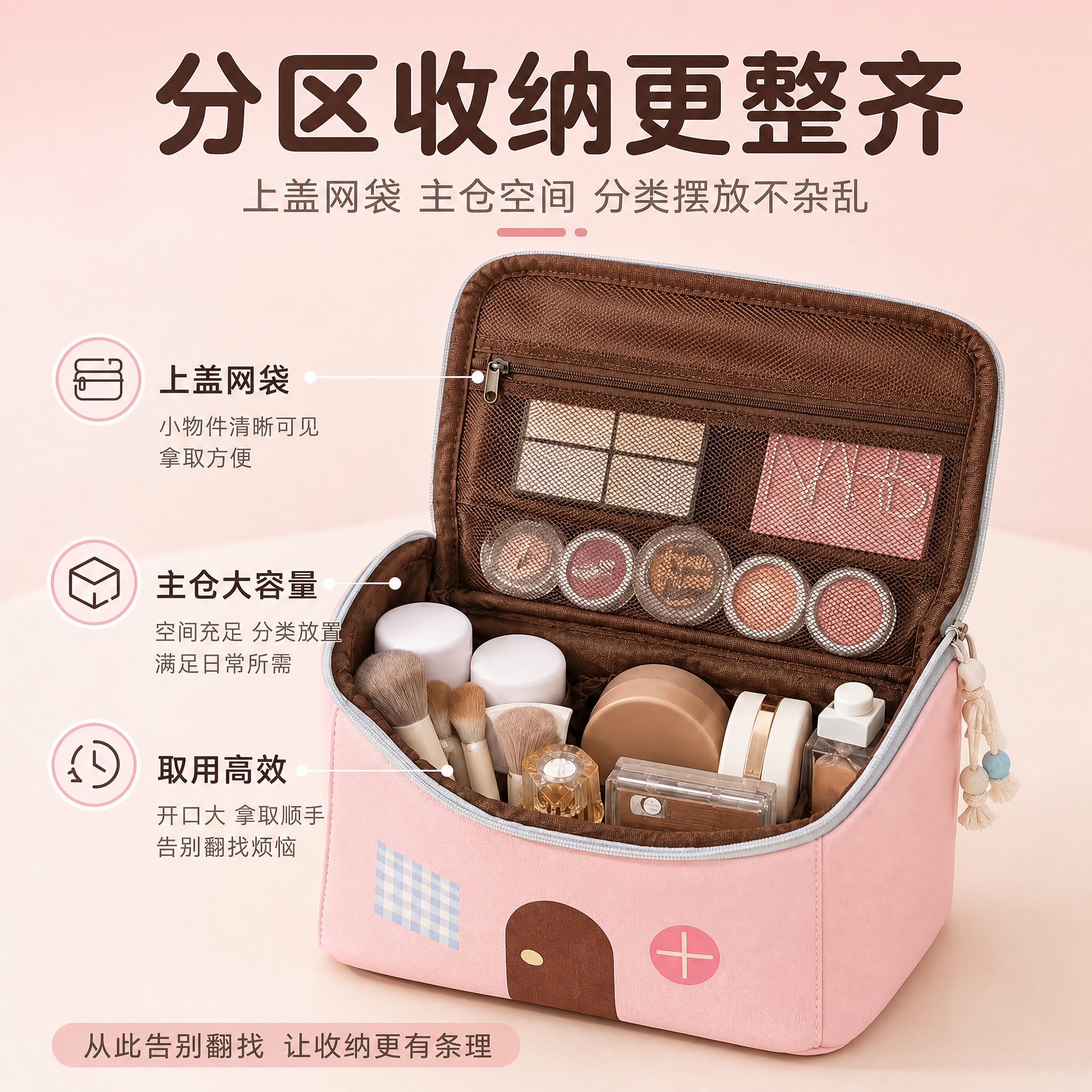 [主图-2] 主题：分区收纳更整齐，展示内部大容量多格结构，证… - 图片创意预览