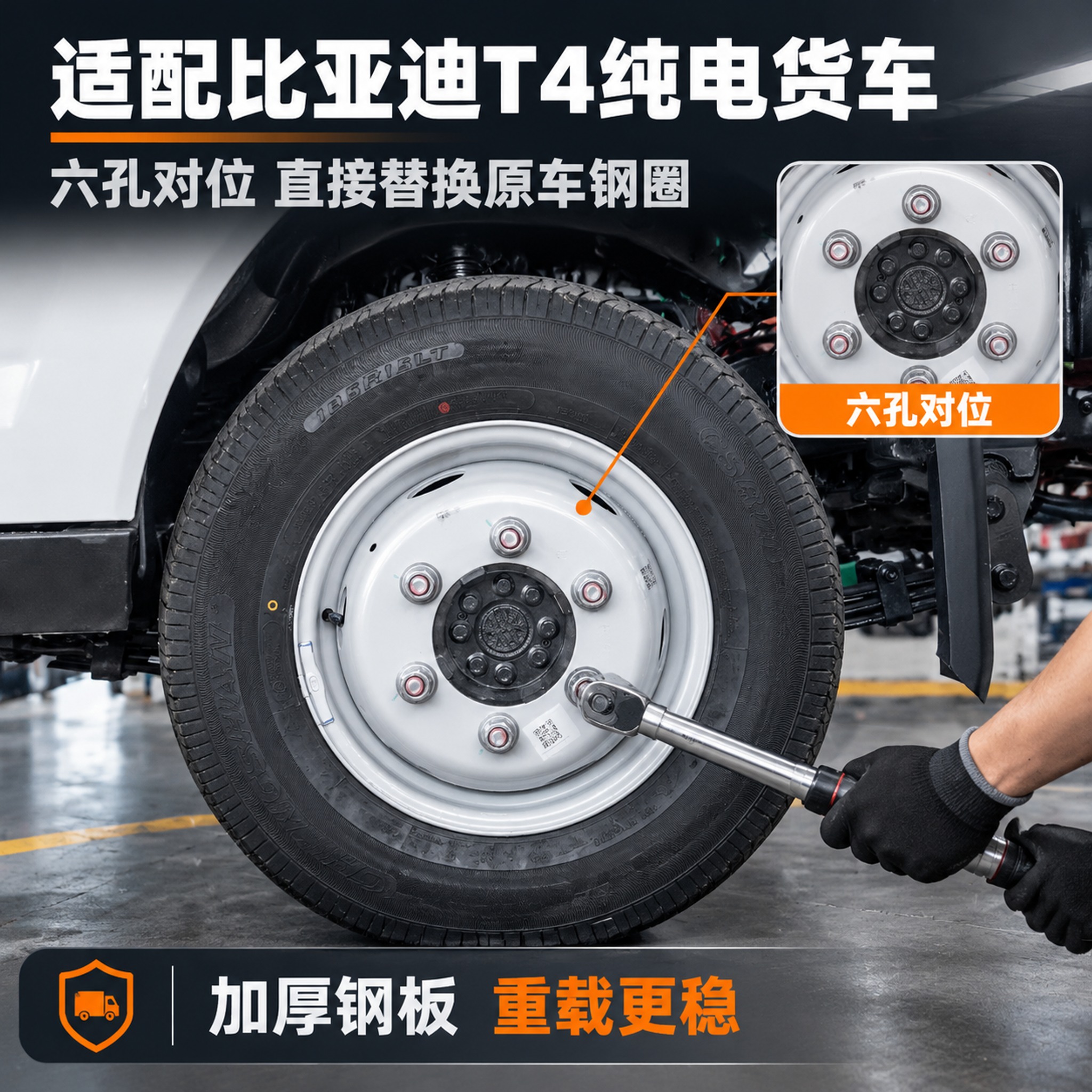 [主图-4] 15寸6孔加厚满焊钢圈，真实使用场景图，唯一任务… - 图片创意预览
