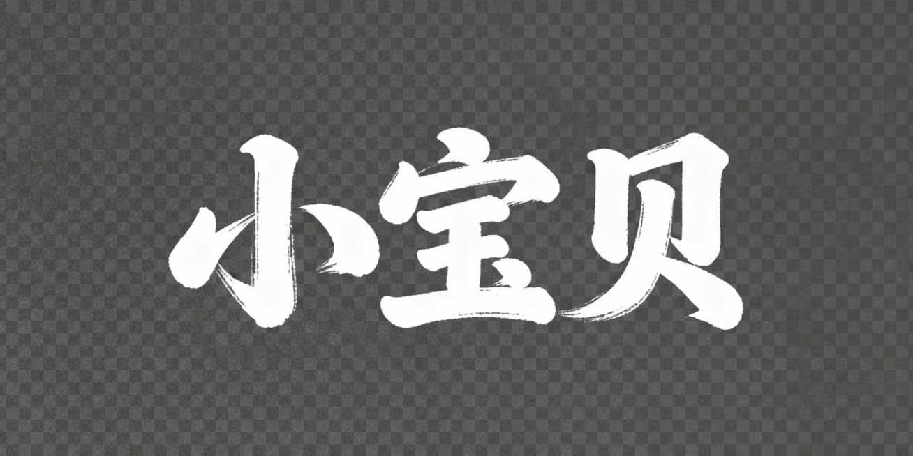 书法字体：小宝贝。透明背景预览效果