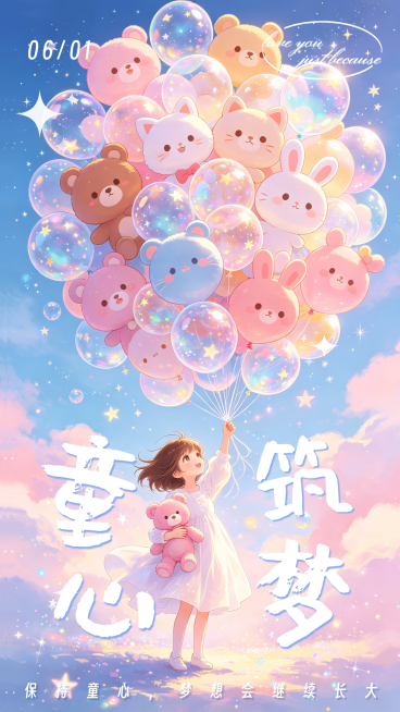童心筑梦六一儿童竖版海报预览效果
