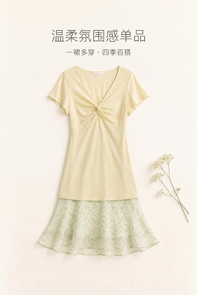 把上衣的衣长改长,要过肚子裙子不是高腰款