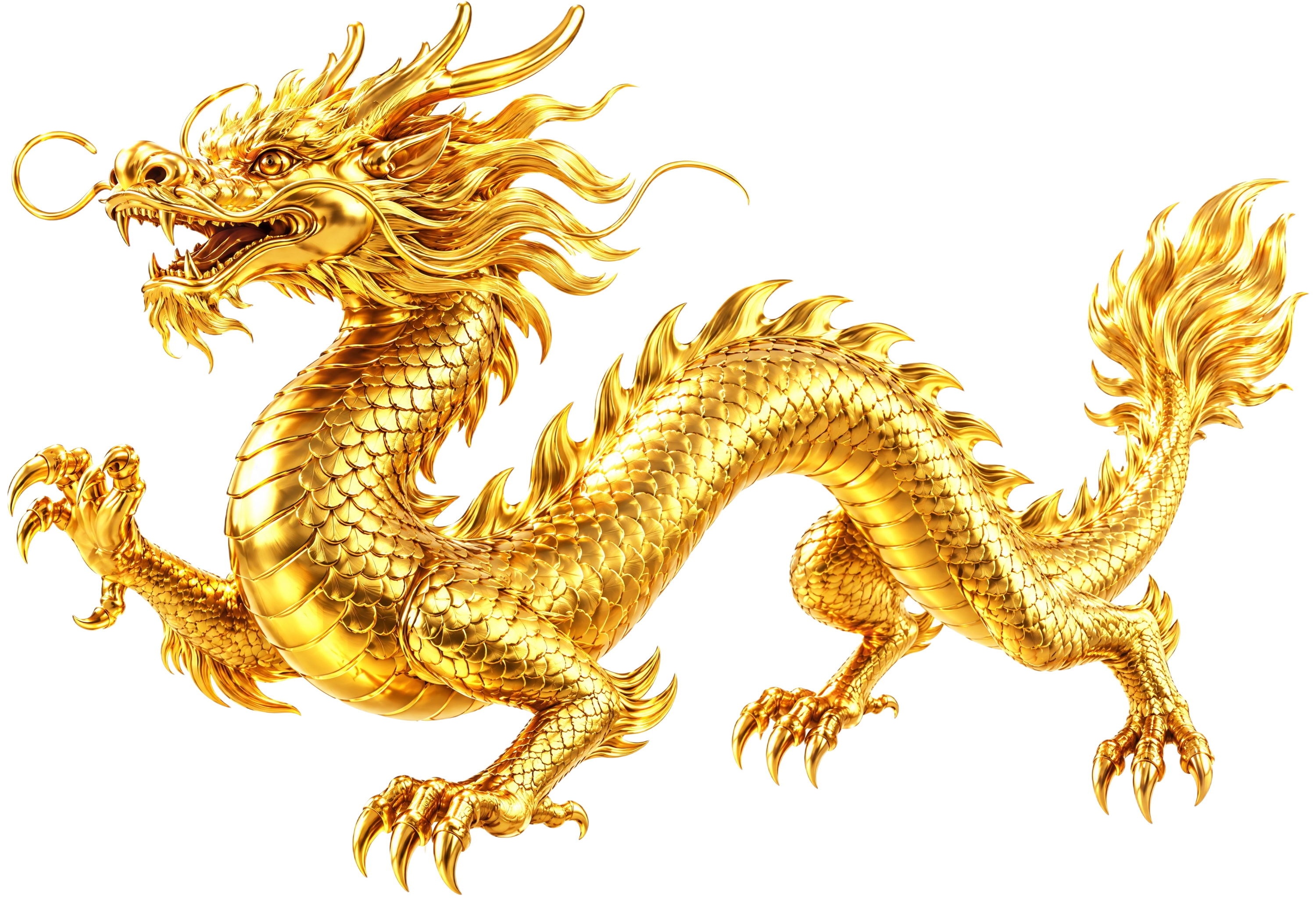 参考图中金色中国龙的3D金属质感、鳞片细节、龙角龙须造型、整体… - 图片创意预览
