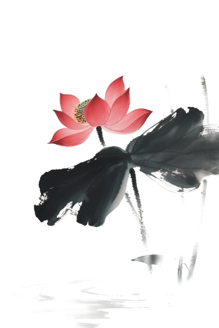 一朵红色的水墨荷花预览效果