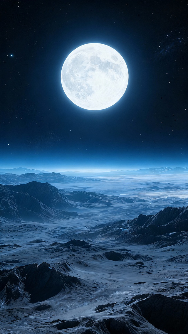 分析参考图，生成10张圆月的壁纸背景图。注意：每一张都是单独完整的图片，不要多张图拼接；每一张图中只能有一个月亮，不能有多个月亮同时存在。