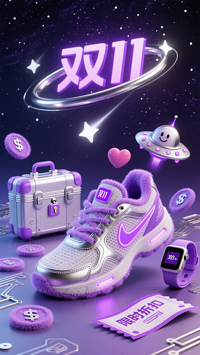 双 11 炫酷科幻的购物氛围