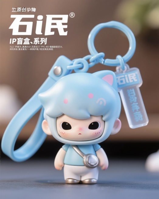 参考这个LOGO，做一套文创品牌视觉设计，品牌名称为“石i民"，包括帆布袋、办公用品、杯垫、钥匙扣、保温杯、马克杯等。蓝色视觉主色调，现代、精致、亲切现代风格预览效果