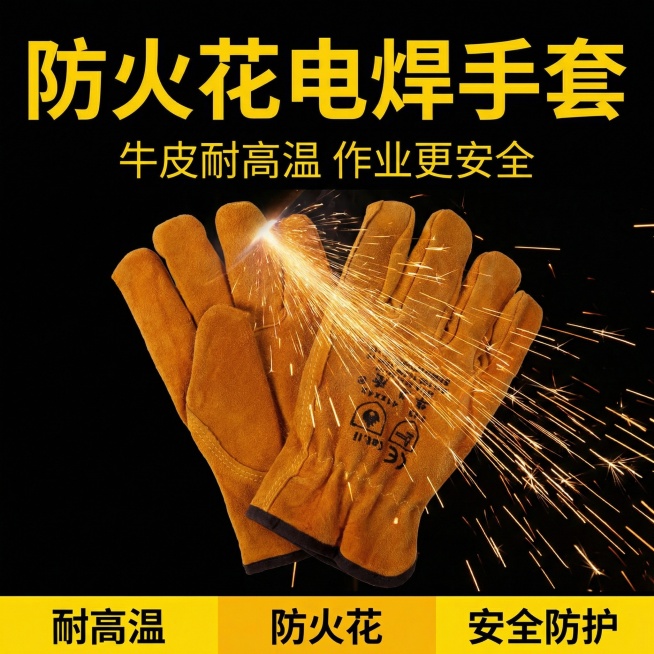 帮我生成10张电商主图 这款产品是冬季牛皮电焊劳保手套预览效果