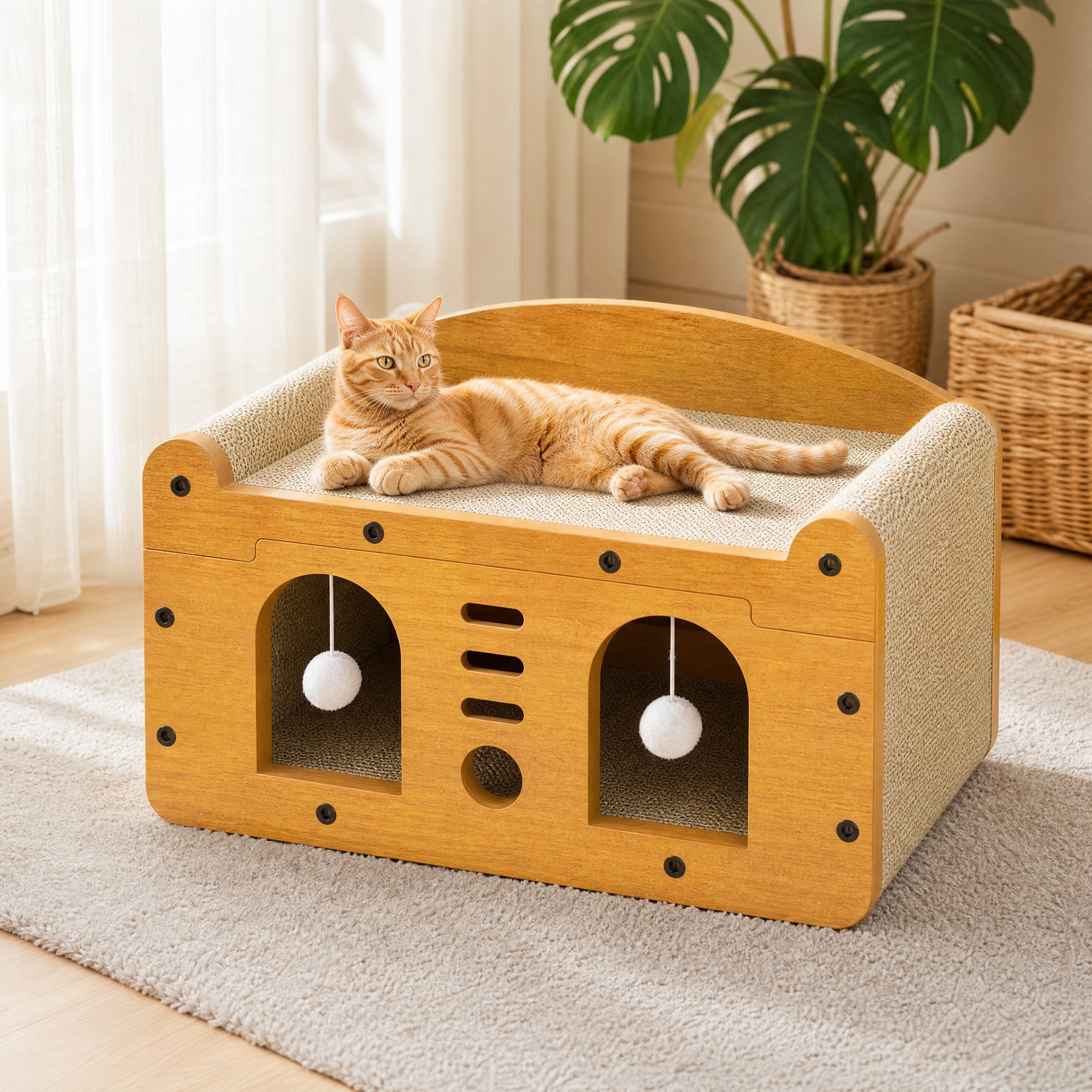 [主图-1] 木质双层猫窝猫抓板产品情绪首图，不加任何卖点文案… - 图片创意预览