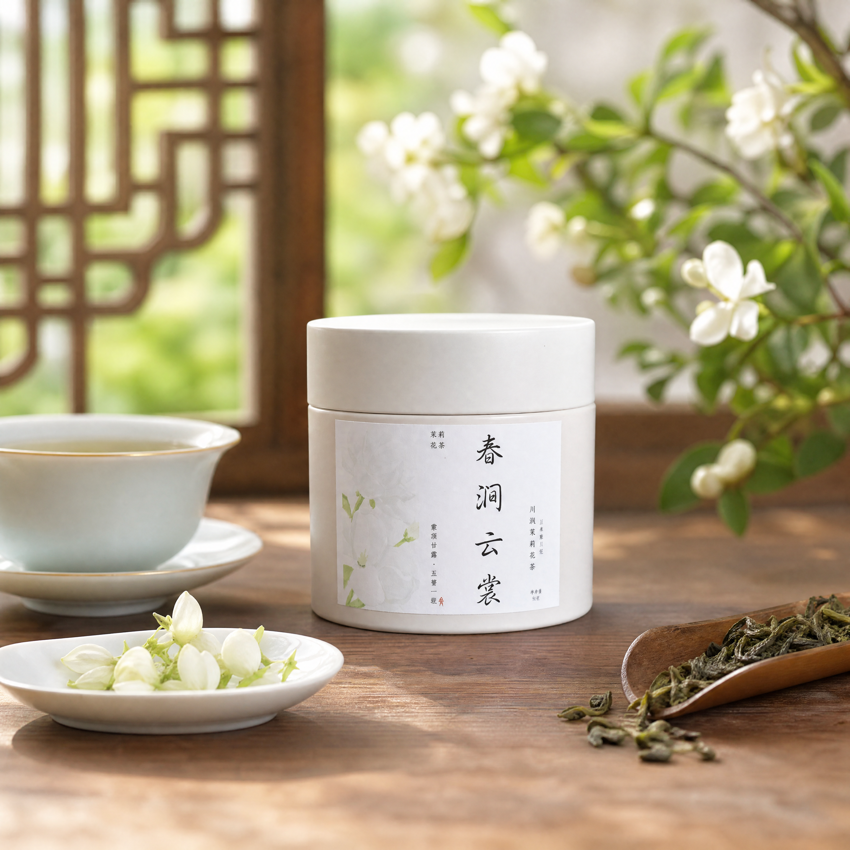 [商品] 使用【图1】春涧云裳白色小罐茉莉花茶正面图；严格保留… - 图片创意预览