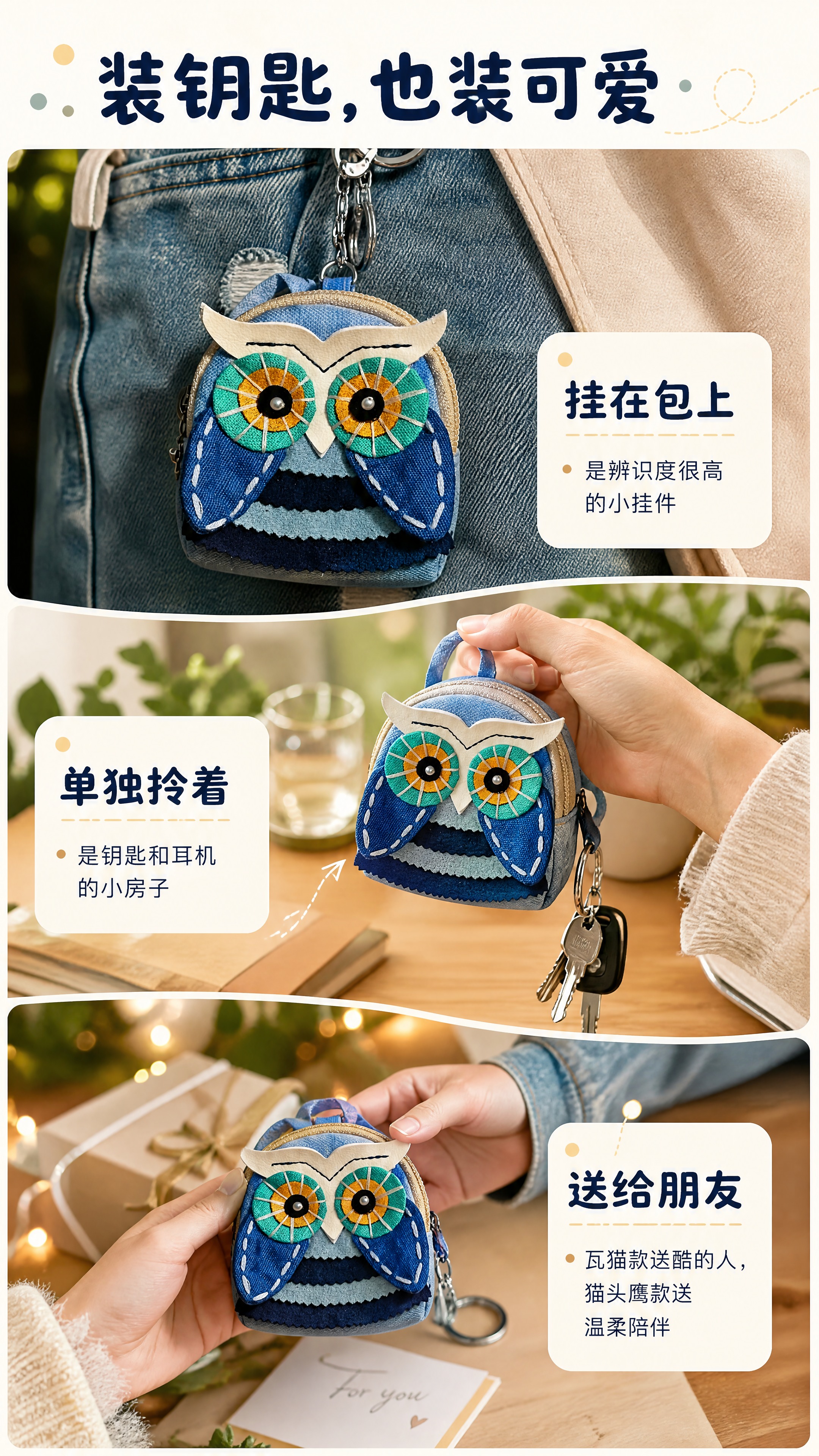 [商品] 使用【图6】【图7】【图8】猫头鹰款云南扎染小布钥匙… - 图片创意预览