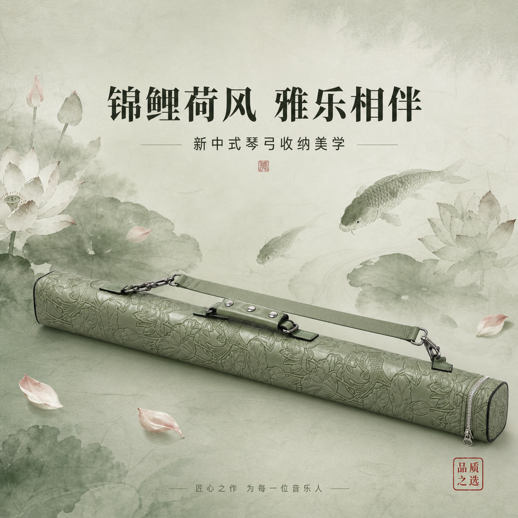 [商品] 使用【图1】豆绿色锦鲤荷花浮雕琴弓盒；商品处理：保留… - 图片创意预览