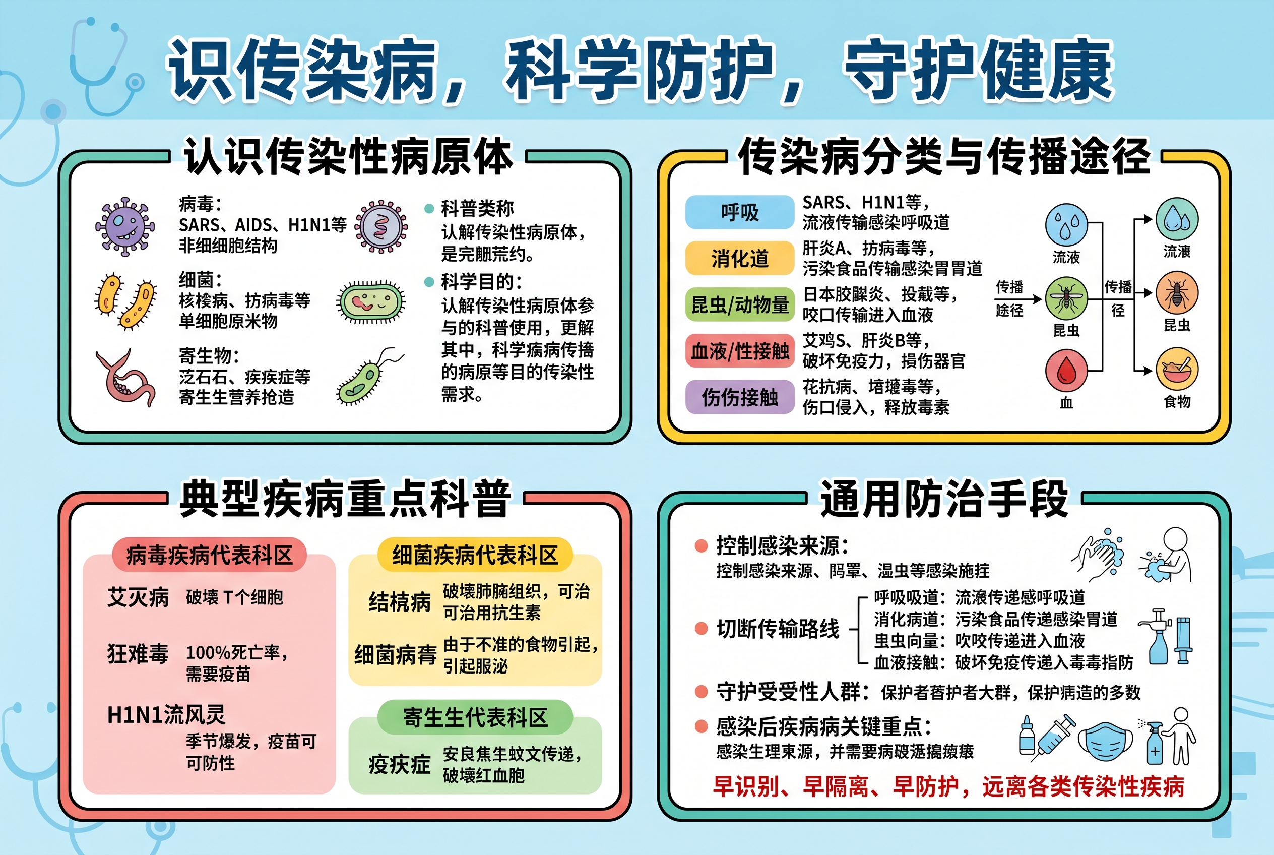 传染病科普展板设计，尺寸1.2m×0.8m，主标题"识传染病，… - 图片创意预览