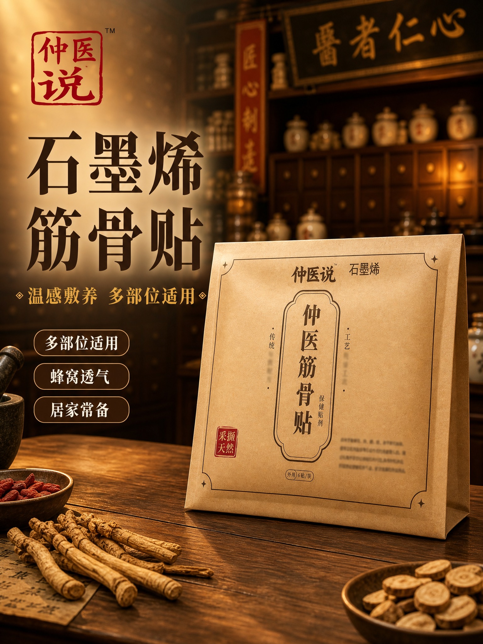 [主图-1] 首图点击率，主题为仲医说石墨烯筋骨贴，面向中老年… - 图片创意预览
