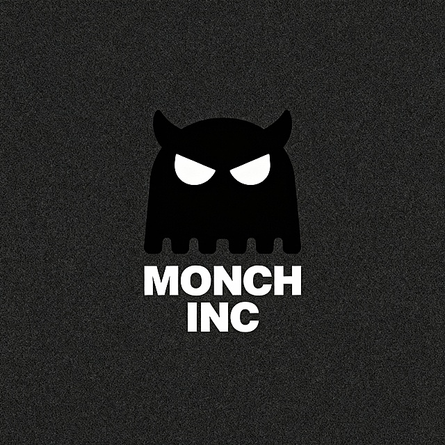 根据参考图风格，生成游戏公司logo，游戏公司名：MONCH INC，需要富有想象力以及创意，简约点