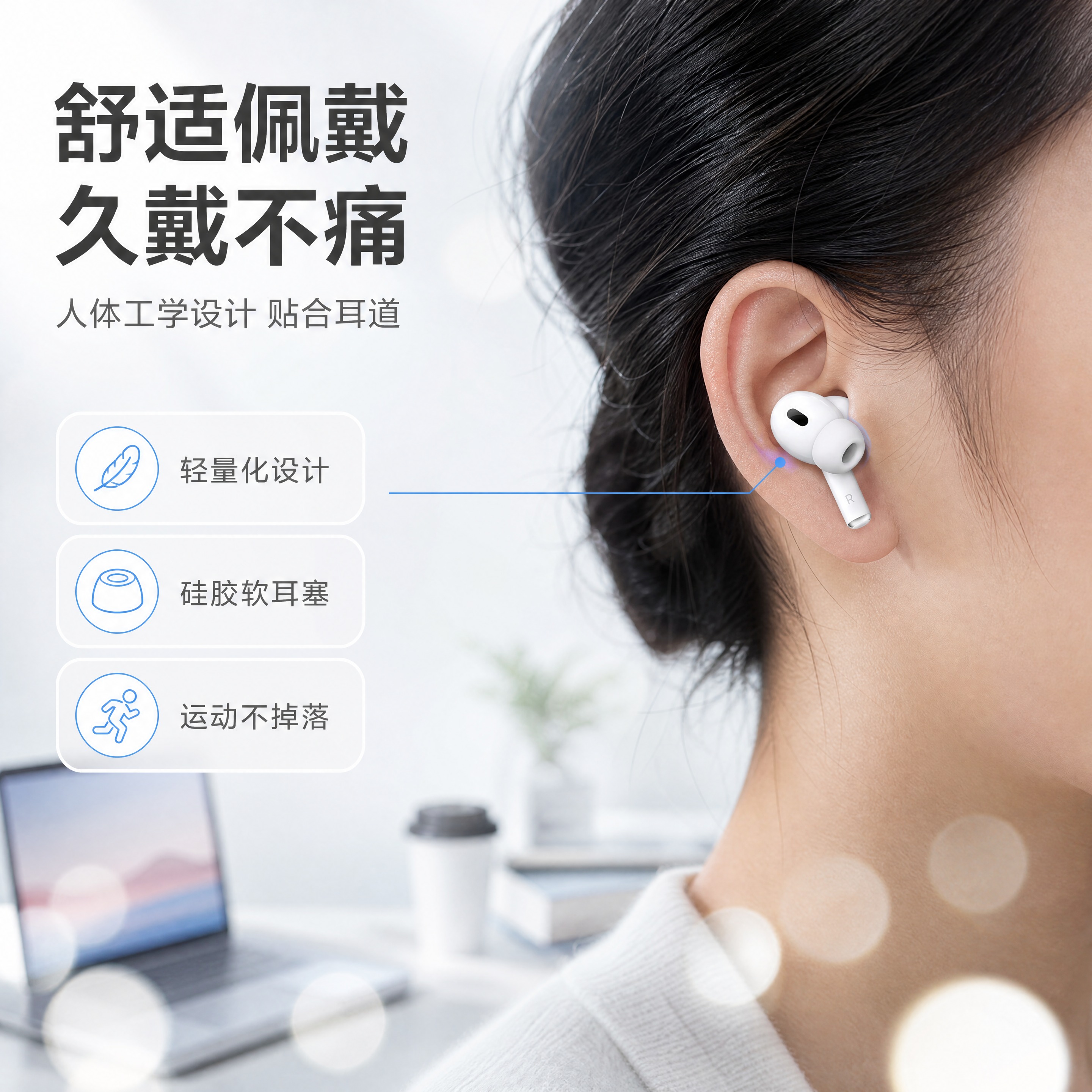 [商品] 使用【图1】白色真无线蓝牙耳机单只（右耳）；保留白色… - 图片创意预览