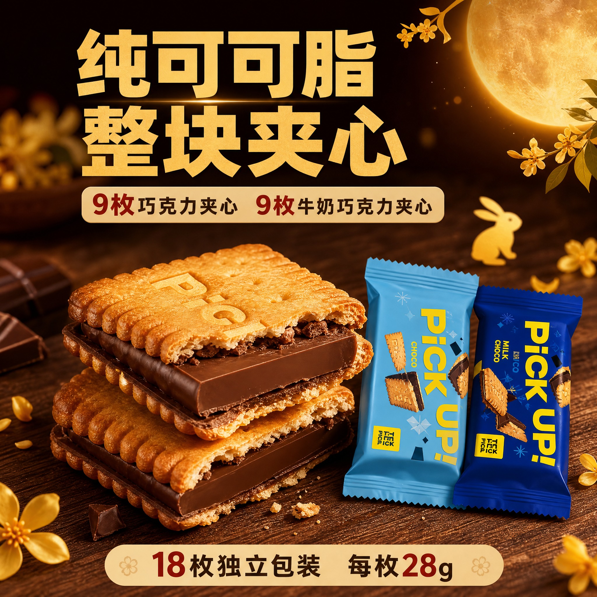 [主图-2] 核心亮点，展示纯可可脂整块巧克力夹心的品质优势与… - 图片创意预览