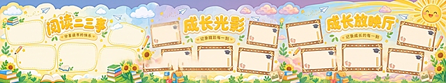 三张图融合在一起，大小不要变化，融合成一张横的长图就行，太阳有一个就行，图的上方可以做成不规则的不要平平的长方形