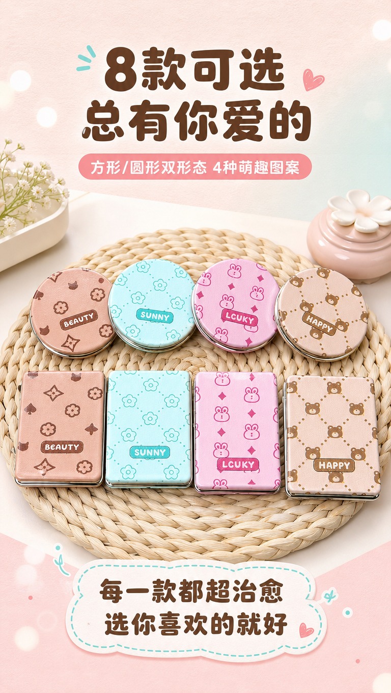 [商品] 使用【图3】方形+圆形共8款折叠化妆镜全家福；保留方… - 图片创意预览