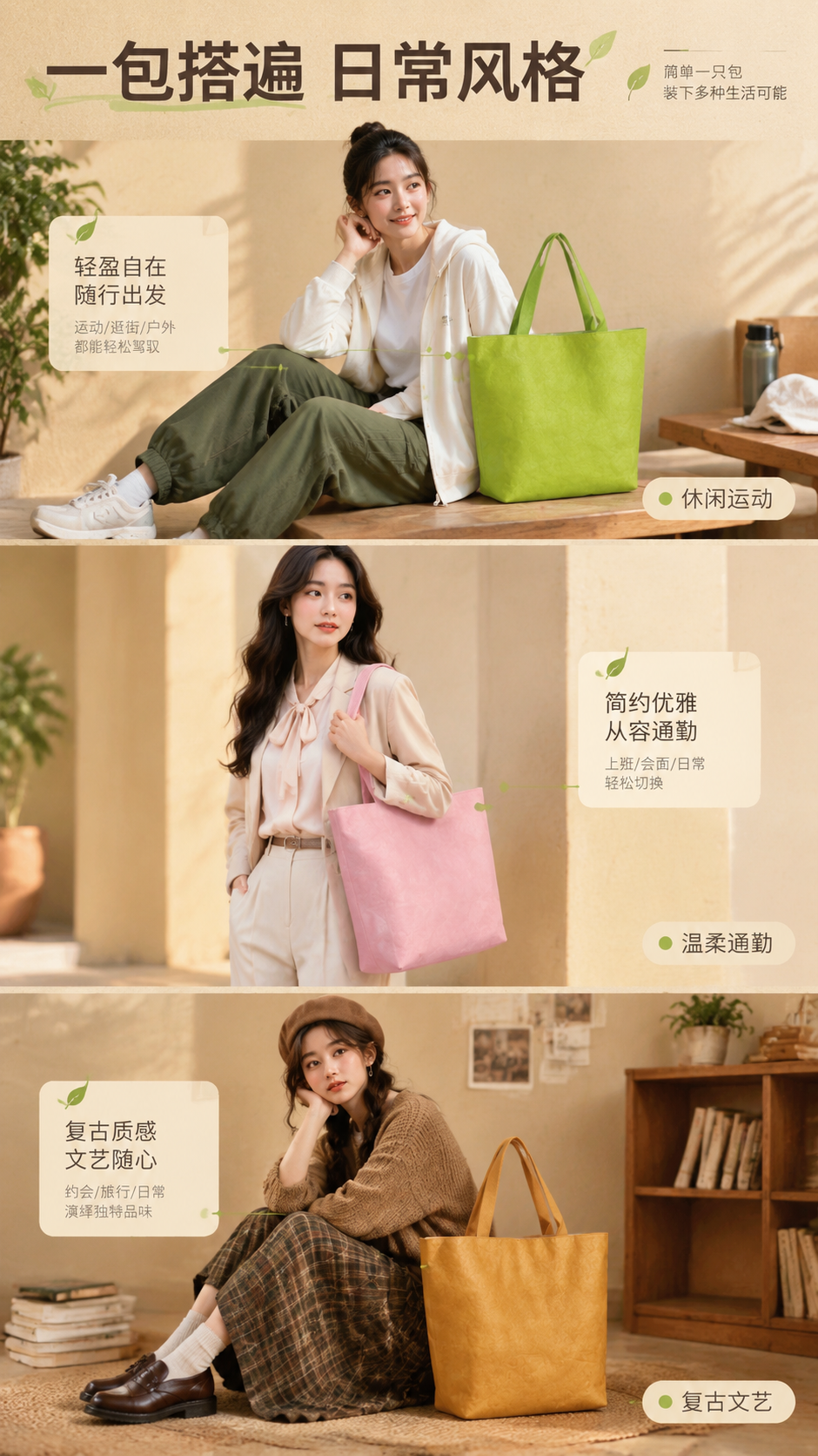 [商品] 使用【图1】果绿色、【图2】樱花粉色、【图3】棕黄色… - 图片创意预览