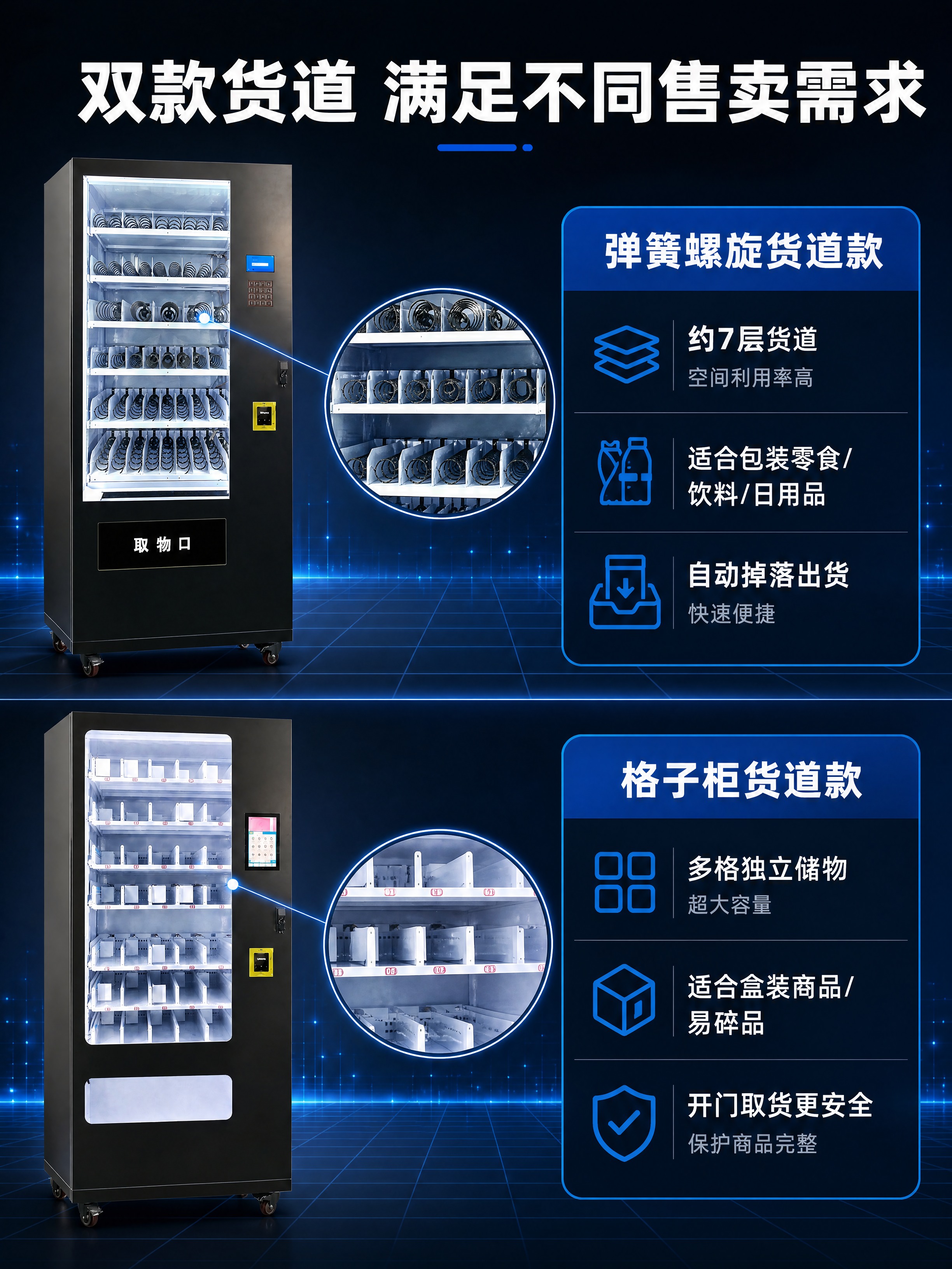 [商品] 使用【图1】弹簧货道款和【图2】格子柜货道款两款智能… - 图片创意预览