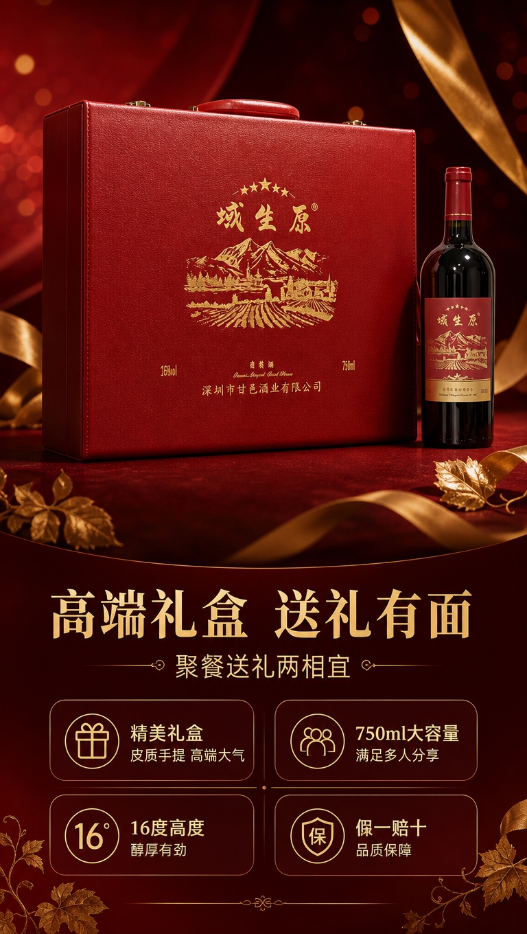 [商品] 使用【图6】域生原红酒红色礼盒+单瓶组合图；保留礼盒… - 图片创意预览