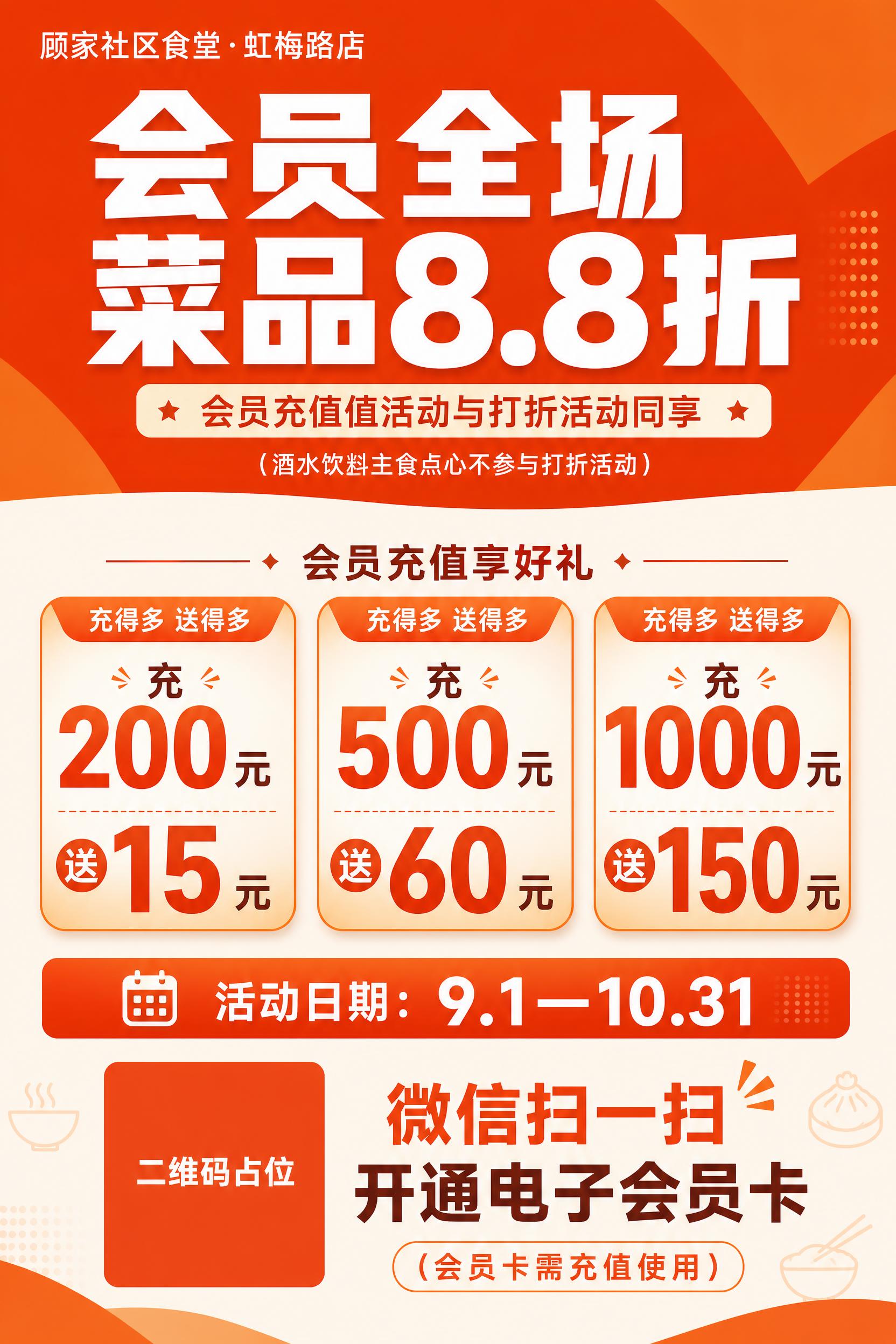 一张竖版餐饮会员活动促销海报，60x90cm展板规格，比例2:… - 图片创意预览
