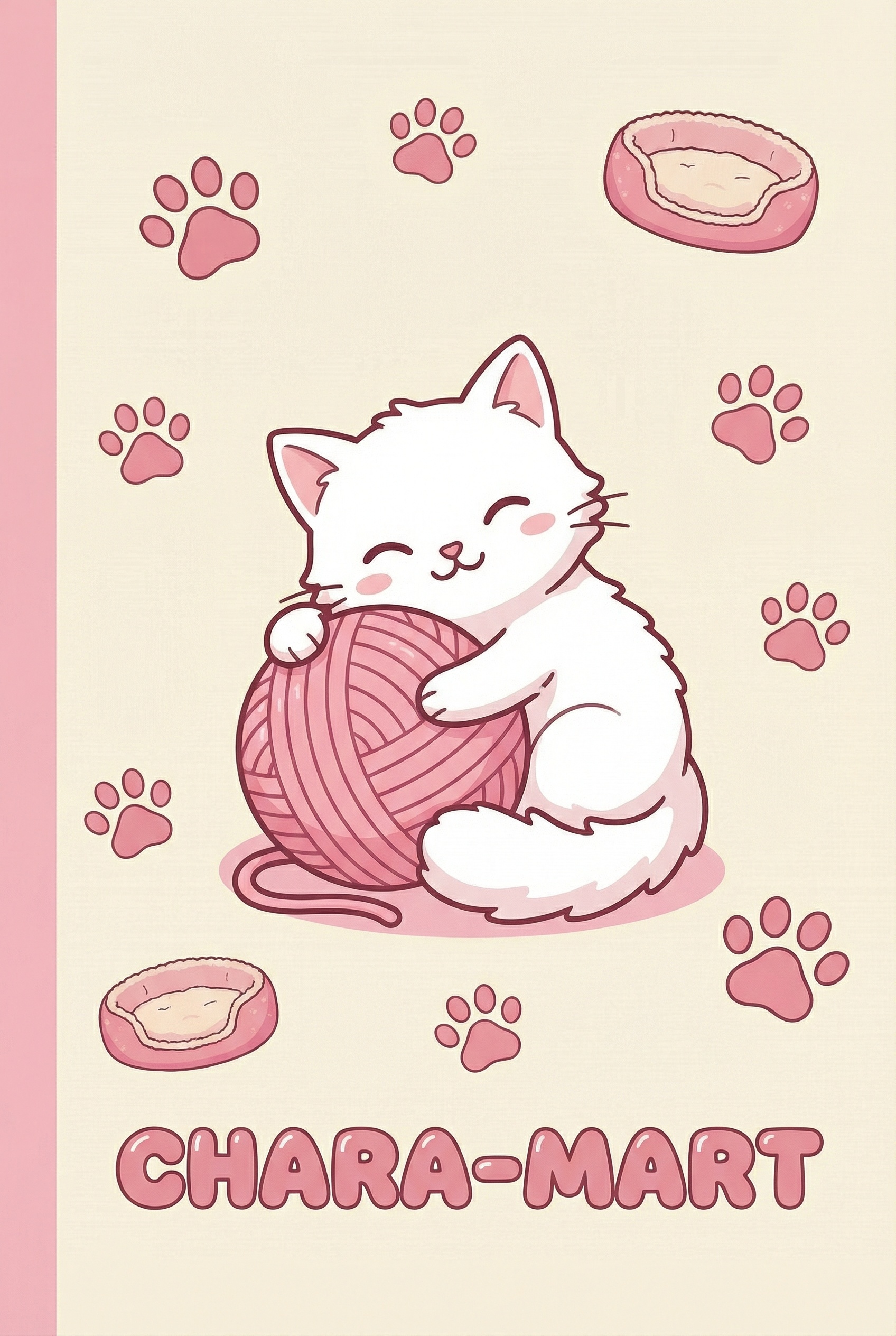 简约卡通可爱风格，粉色系猫咪日常主题便签本封面，画面中心是抱着… - 图片创意预览