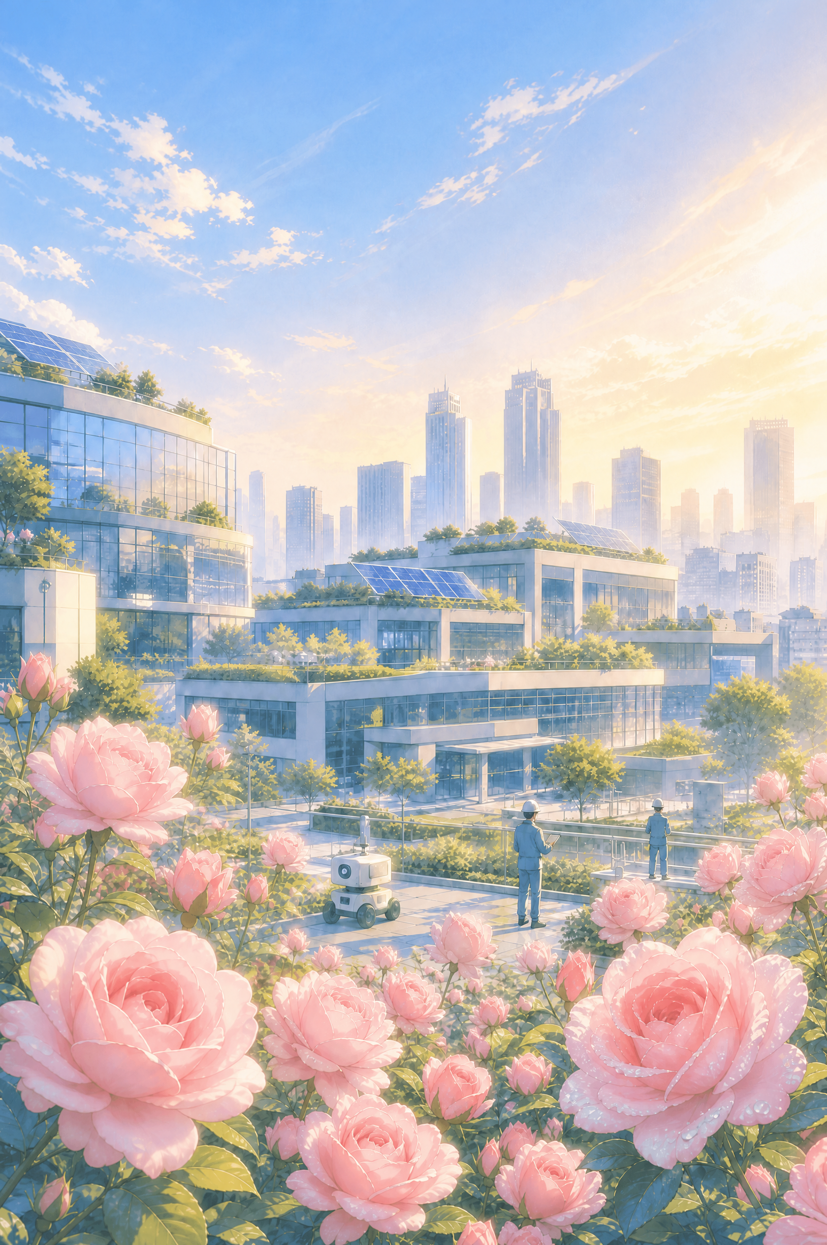 基于参考图，调整花瓣上的露水：仅保留画面右下角最大那朵月季花的… - 图片创意预览