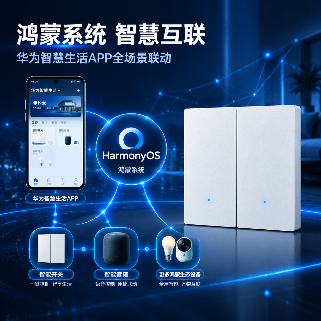 [主图-2] 核心价值卖点图，重点展示鸿蒙系统+华为智慧生活A… - 图片创意预览