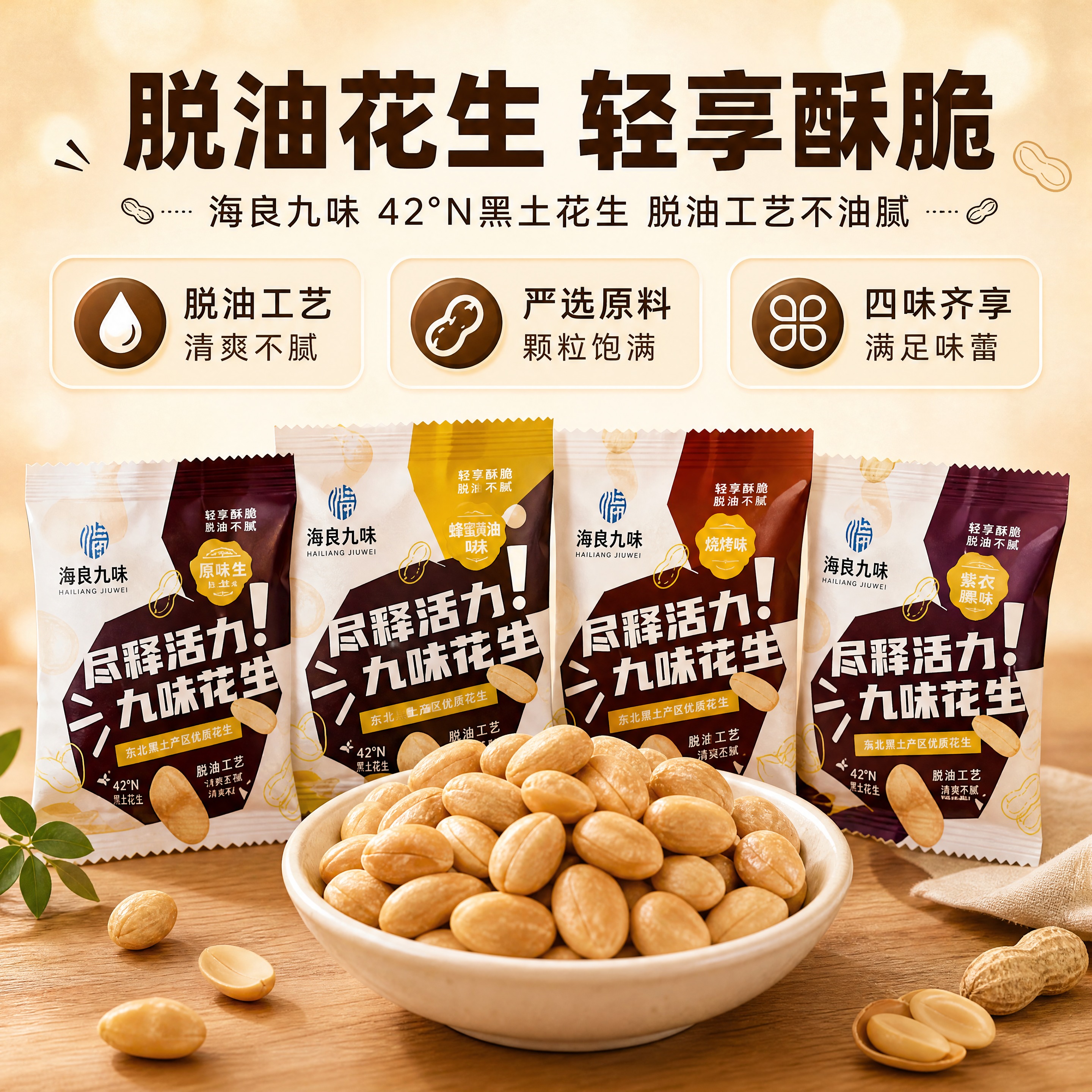将这张脱油花生头图海报重新排版为正方形1440x1440尺寸，… - 图片创意预览