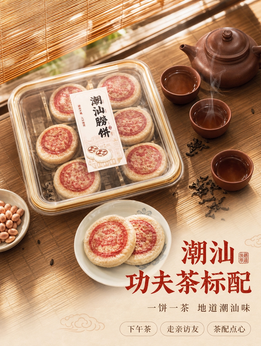 [详情-5] 场景种草页，潮汕功夫茶配朥饼的下午茶生活场景，唤… - 图片创意预览