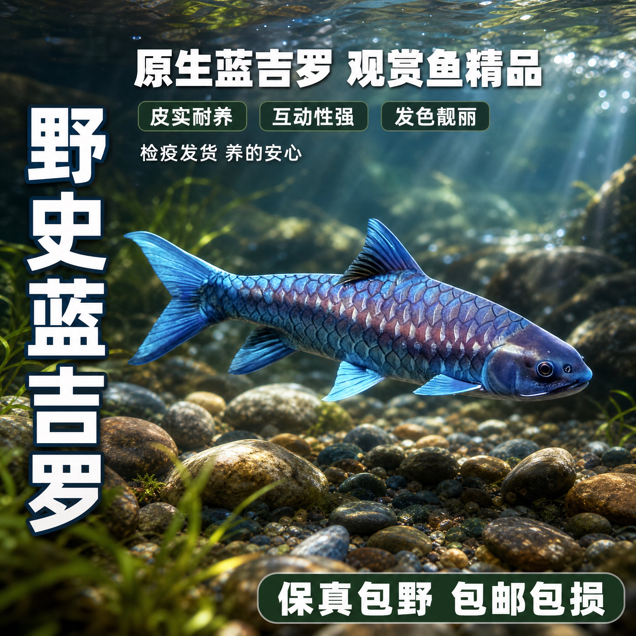 [单张主图] 野史蓝吉罗原生观赏鱼淘宝天猫电商主图，高级氛围感… - 图片创意预览