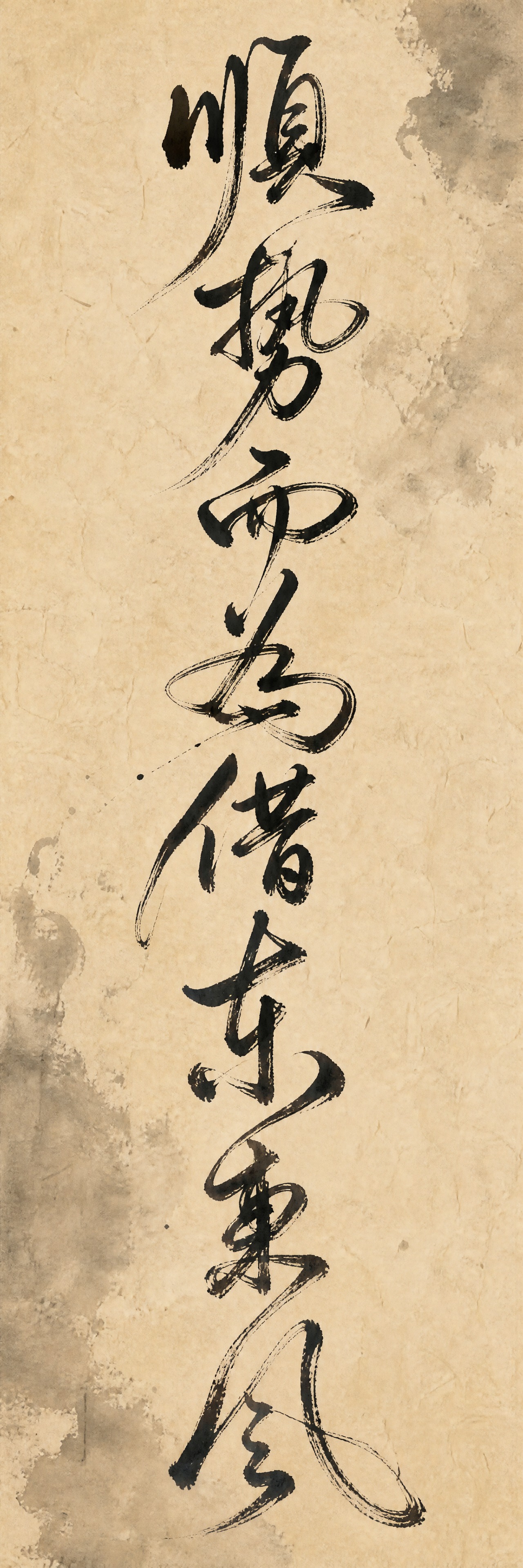 一副竖版书法对联的上联，宣纸水墨风格，仿古米黄色宣纸纹理，带有… - 图片创意预览