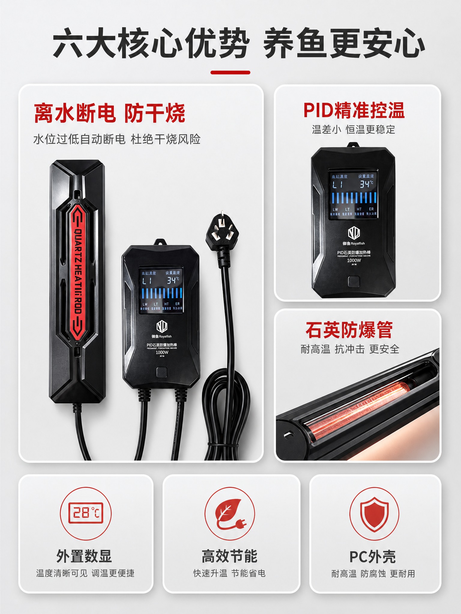 [商品] 使用御鱼鱼缸加热棒产品图（黑色长条形加热棒+外置数显… - 图片创意预览